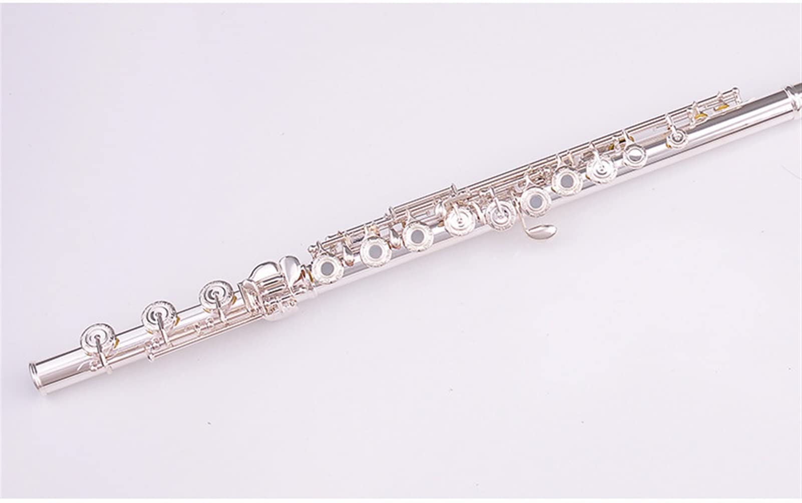 Querflöte, Musikinstrument, versilbert, 17 Klappen, offene Klappen, E-Mechanik, Anfängerflöte, Silber,Silver
