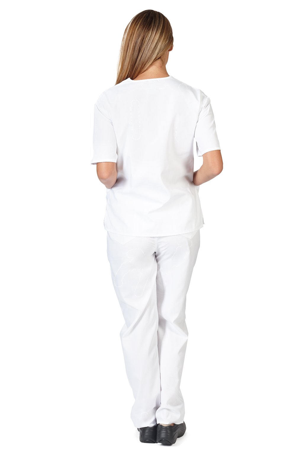 Women's Scrub Set - Medical Scrub Top and Pant, White, XX-Large