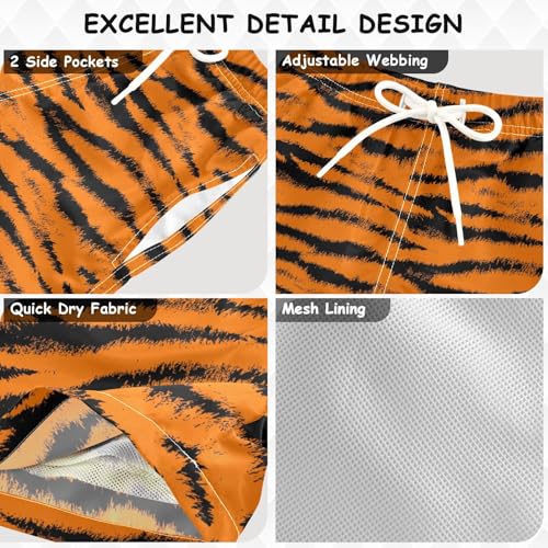 Boys Beach Shorts Summer Kid Swim Shorts Tiger Skin Animal Print Boy Swim Trunks Knee Length Board Short 2T-123