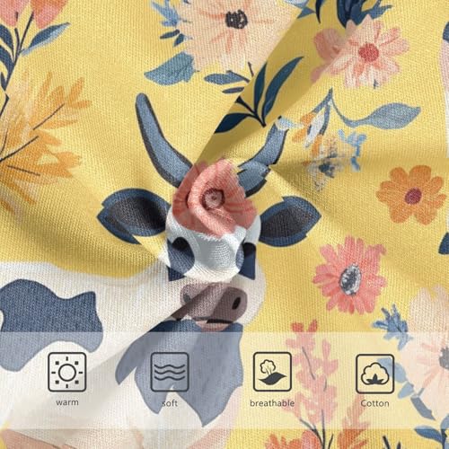 Wusikd Cows Flowers Girls' Underwear Cotton Boho Yellow Girls Briefs Soft Toddler Underwear 2T3