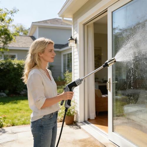 Pressure Washer,15x More Powerful Than Hoses Spray Nozzle, Durable Stainless Steel High Pressure Cleaner,Universal Compatibility 360° Rotating Three Spray Modes for Driveways Patios (1pc-37cm) - 3