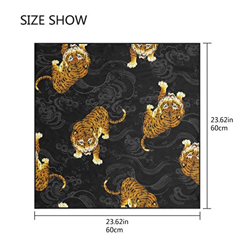 ALAZA Women's Graphic Print Premium Silk, Tiger Silk Scarf Square, 24X24 Inches2