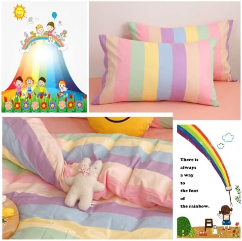 Koudi Rainbow Stripes Duvet Cover Set Twin Kids Girls Reversible Microfiber Bedding Set Colorful Comforter Cover with Zipper Ties for Teen Girls 5 51mR1f0PQ+L. AC