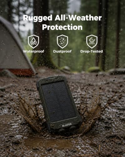 BLAVOR Solar Power Bank 10,000mAh Portable Wireless Charger for Cell Phones - Image 5