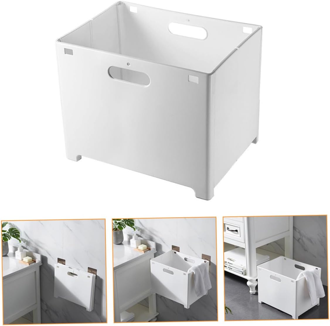 Luxshiny 1pc Wall-mounted Laundry Basket Foldable Storage Container Hooks Compact Organizer for Clothes Bathroom Bedroom and Living Room Use