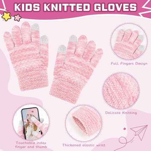 Image of ZOORON Kids Winter Hat Gloves Scarf Set, Girls Boys Hats Beanie with Pom