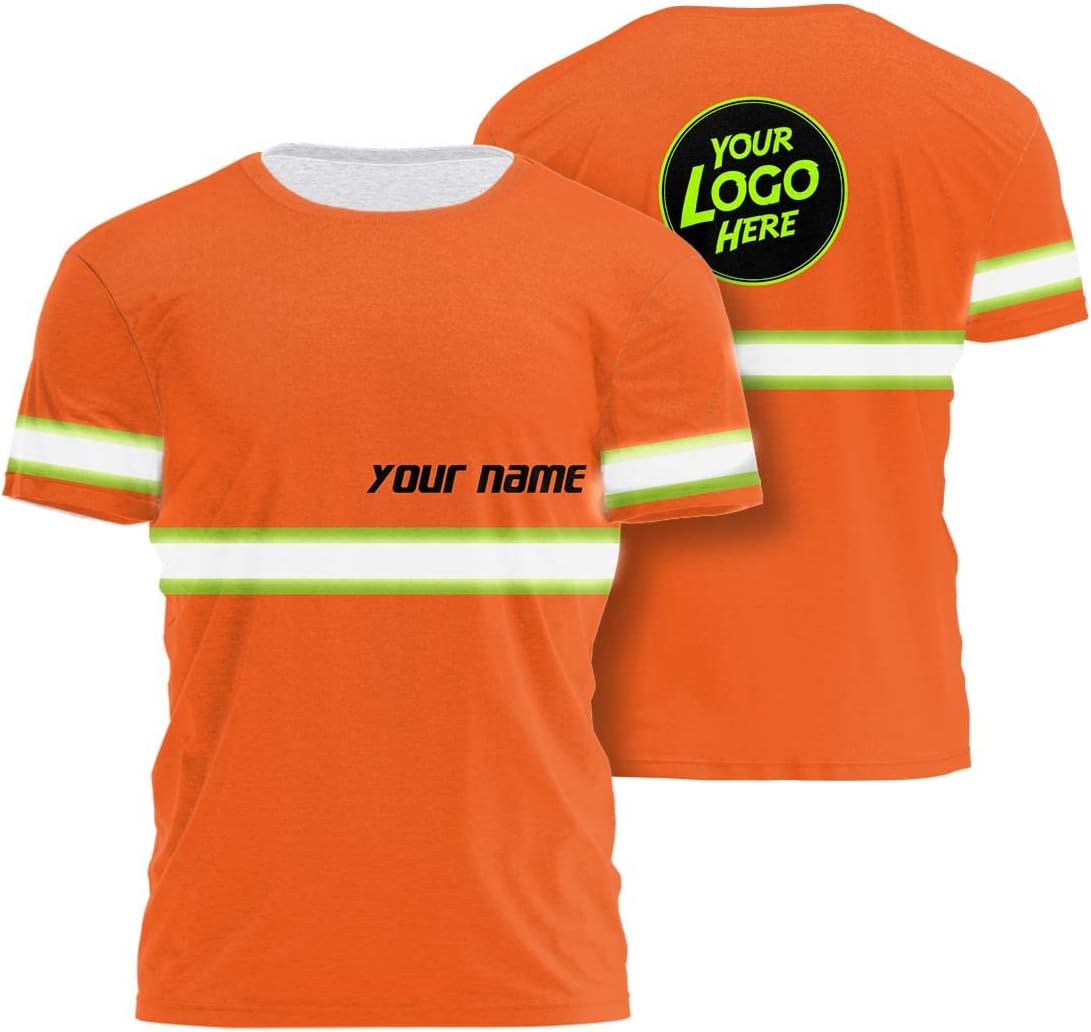 Company, Team Uniform High Visibility Shirt for Men Safety Shirt Custom Logo Name with Reflective Tapes AMZ02