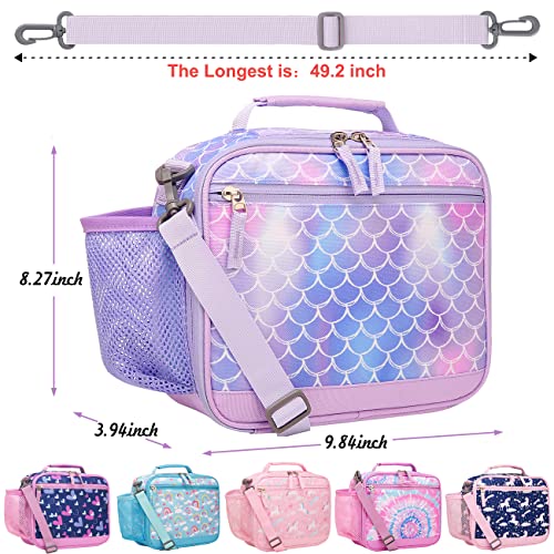 Choco Mocha Mermaid Lunch Box Kids Lunch Box For Girls Lunch Boxes For School Girls Lunchbox For Kids Lunch Bag For Girls With Shoulder Strap For Toddler Preschool Kindergarten Kids 3Yrs+ Purple #TOP1