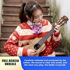 TyhhxNq Concert Ukulélé, 23 Pouces Instrument D’ukulélé en Bois D’acacia pour Adultes Débutants Professionnels avec Sac… - Les Beatles, Paul McCartney, John Lennon, RIngo Starr, George Harrison TyhhxNq Concert Ukulélé, 23 Pouces Instrument D'ukulélé en Bois D'acacia pour Adultes Débutants Professionnels avec Sac… – Image 2