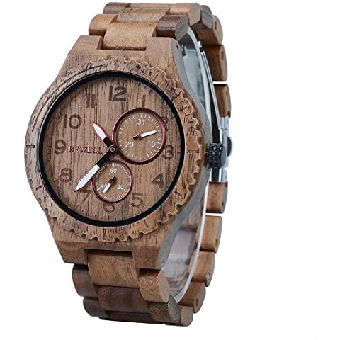 BEWELL Herrenuhr Armbanduhr Holz Analog Japanisches Quarzwerk Cover