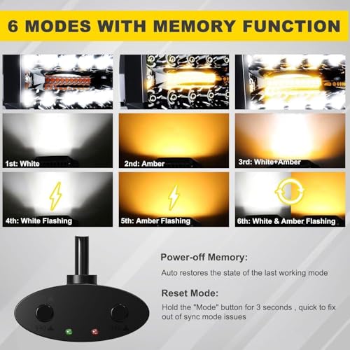 Image of 5D 52Inch Curved LED Light Bar + 4Inch White /Amber Strobe LED Pods