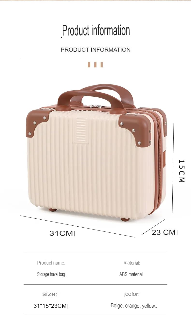 SUNBEET Mini Hard Shell Hard Travel Luggage Makeup Case Small Portable Carrying Case Suitcase Organizer Makeup Storage Box for Women (B-Cream..) 1