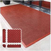 Hotel Entrance Outdoor Drainage Utility Mat, PVC Material 12mm Thickness Modular Interlocking Cushion, All-Season Commercial Floor Mat for Restaurant Kitchens BarsRed,70x110cm