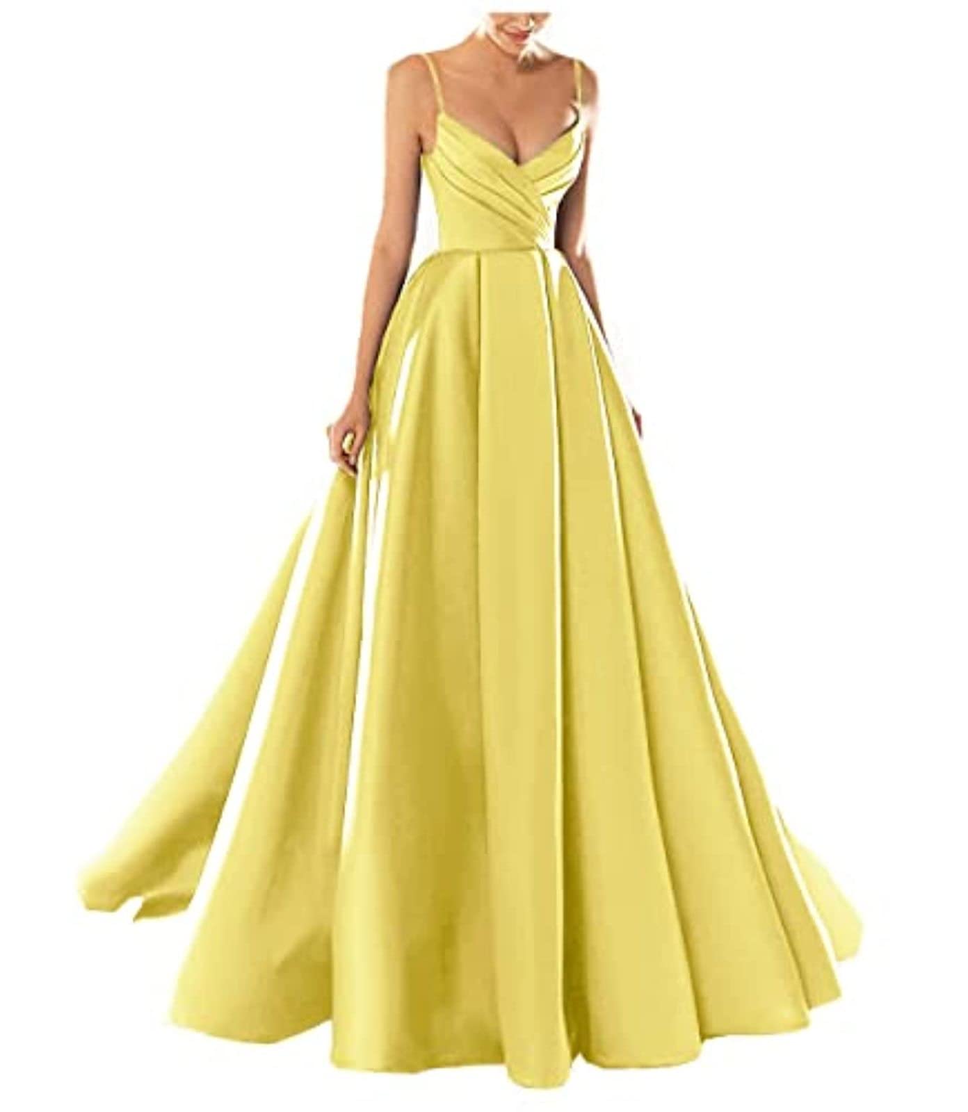 yhfshop Formal Long Evening Party Dress,Sexy V-Neck Spaghetti Strap Satin Evening Dress,Grape Purple,US8,Gowns Evening Bridesmaid Dresses — view 15