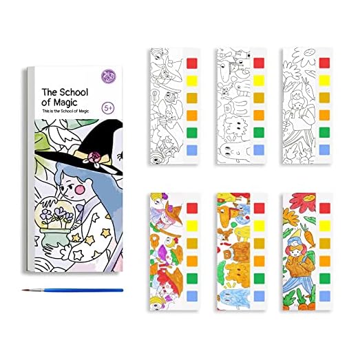 Vicloon Libro de Imágenes para Colorear para Niños, Libros de Niños para Pintar, Patrones Libro para Colorear para Niños, 40 Páginas de Diferentes Patrones, Marcapáginas de Acuarela (Academia Magia