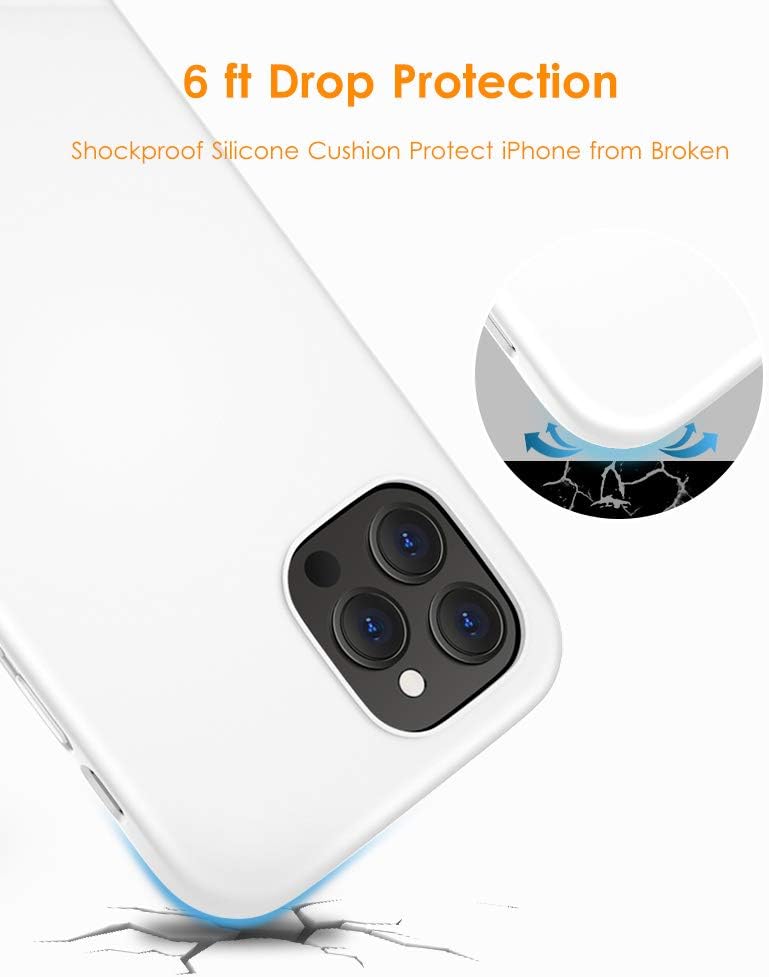 DTTO Compatible with iPhone 12 Pro Max Case, Full Covered Silicone Rubber Cover [Enhanced Camera and Screen Protection] with Honeycomb Grid Cushion for iPhone 12 Pro Max 6.7" 2020-White