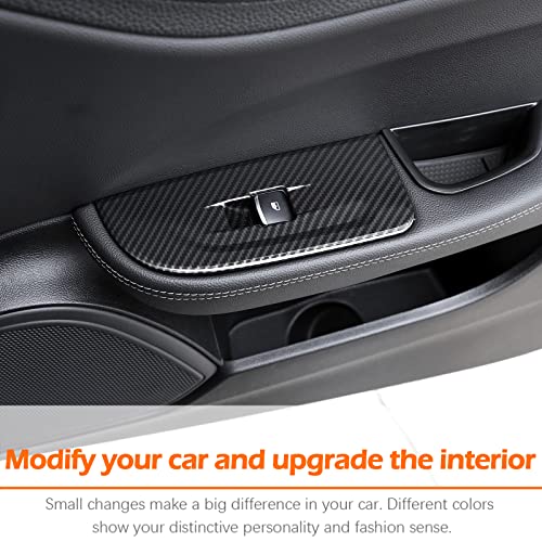 DIYUCAR Lot de 4 cadres autocollants en fibre de carbone pour interrupteur de fenêtre Alfa Romeo Giulia 2016 2017 2018 ABS chromé – vue 4