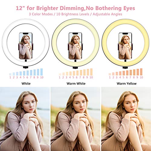 12\" Selfie Ring Light with 53\" Extendable Linkcool Mini Cell Phone Tripod with Portable Pouch, Bluetooth Remote Shutter and Phone Mount for iPhone/Android Phone/Gopros/DSLR Cameras
