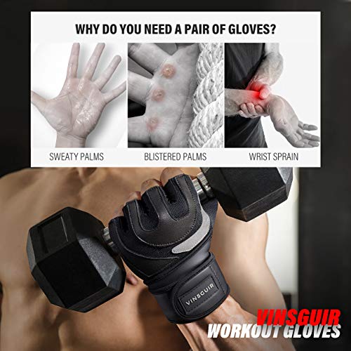image for Vinsguir Weight Lifting Gloves, Workout Gym Gloves with Wrist Wrap Sup