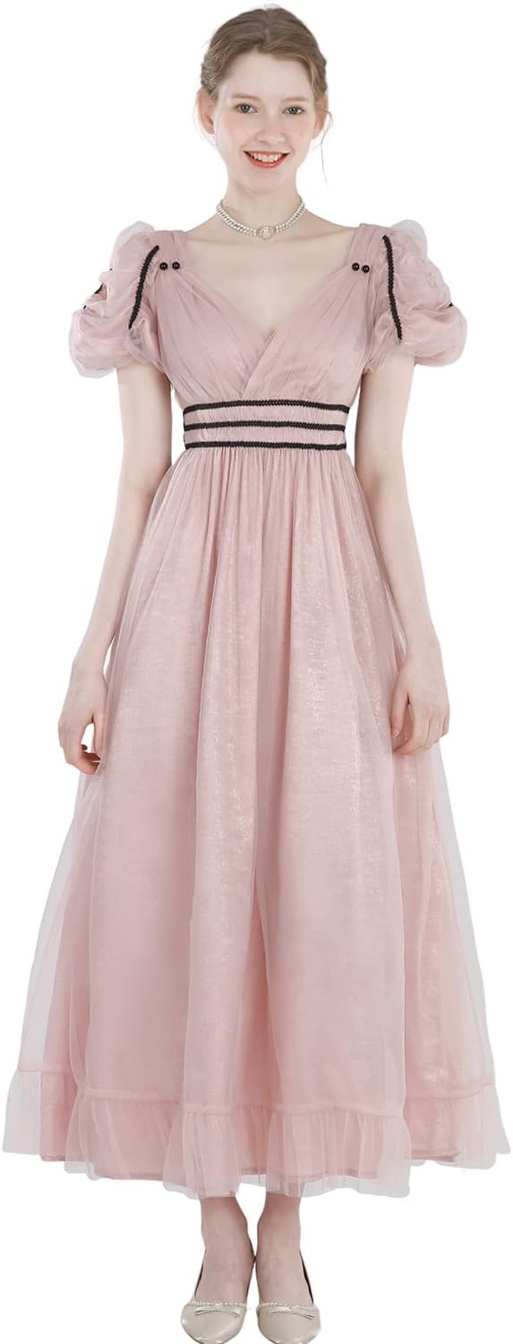 Regency Dresses for Women Floral 1800s Regency Era Dress Empire Waist Regency Ball Gown