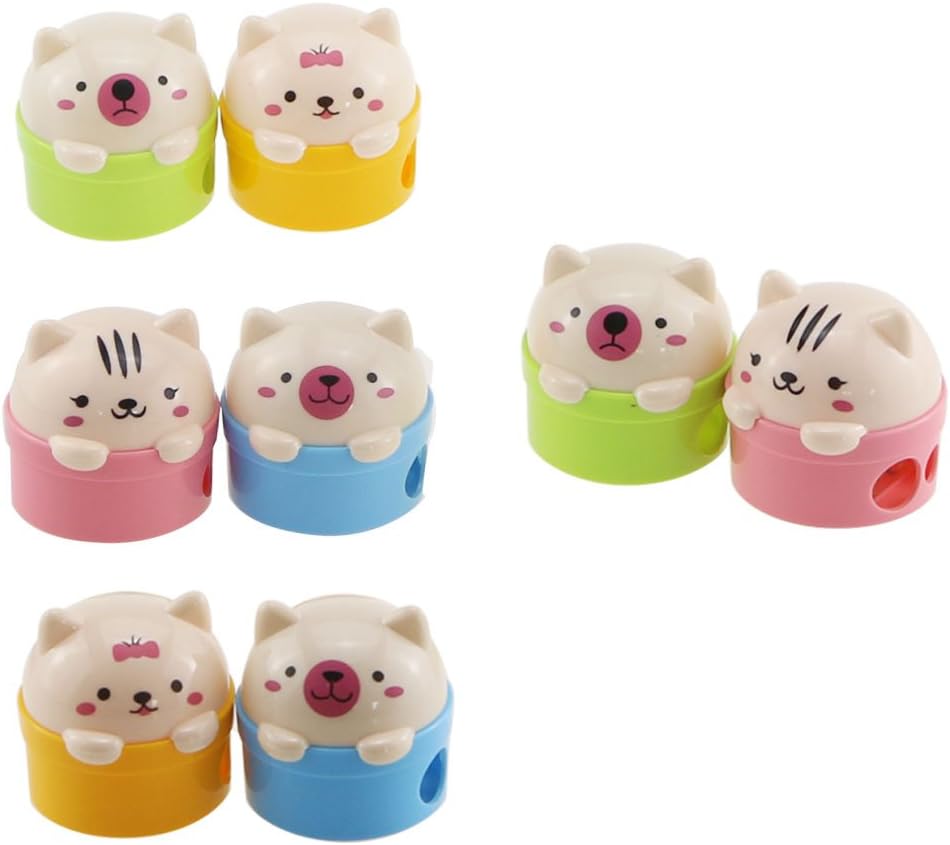 Acmer Cute Cartoon Animal Bear Two-Holes Pencil Sharpeners School Gift Prize for Kids - Great Quality, Pack of 8