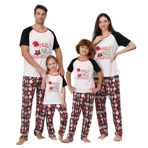 PYAEAS Christmas Pajamas for Family Matching Holiday PJ's Jammies Sets with Short Sleeve Tee and Pants Sleepwear Loungewear