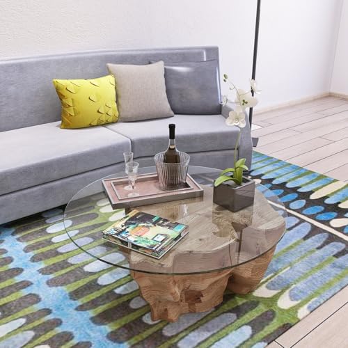 Image of 36 Inch Round Tempered Glass Table Top, 1 /4 Inch Thick Clear Glass with Polished Edge, Safety Glass Circle for Dining Table Top, Desk, Patio Base Replacement