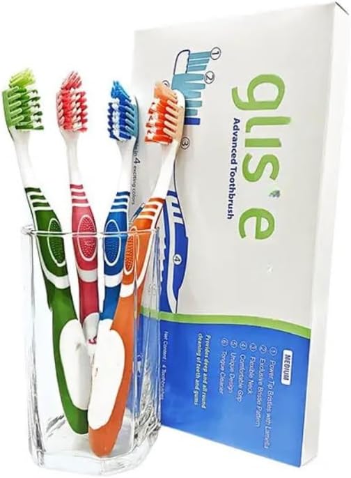 Manual Toothbrush Set for Adults, Soft Bristle Dental Care, Multicolor Handle Design, 4 Pack