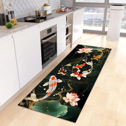 Alfombra de cocina con carpas koi para decorar un pasillo elegante 3