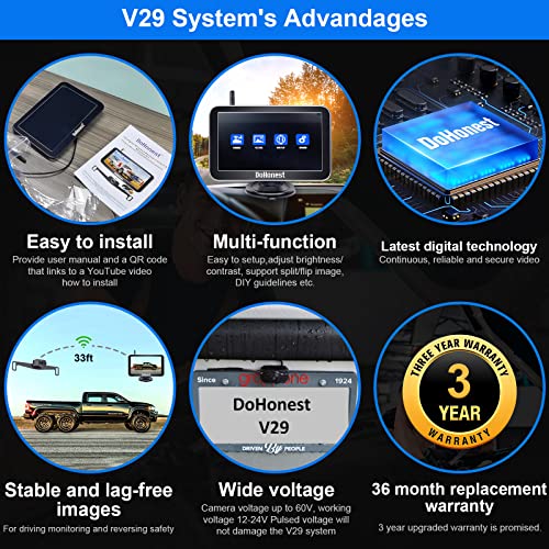 Dohonest Wireless Backup Camera For Trucks Car Pickup Camper Van With 7 Inch Monitor System, Hd 1080P Bluetooth Backup Camera 2.4G Stable Digital Signals, Support Add Second Rv Rear View Camera-V29 #TOP2