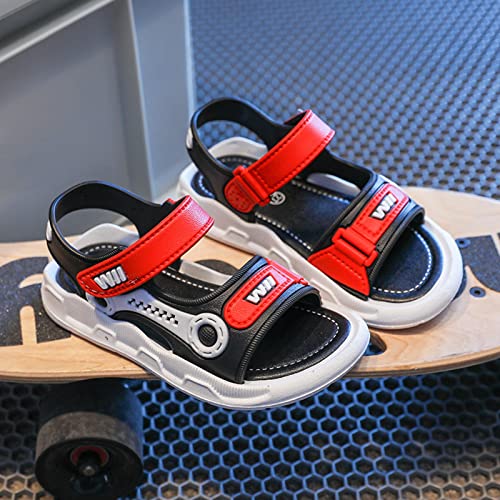 Summer Boys Sandals Baby Shoes Kids Flat Child Beach Shoes Sports Soft Non Slip Casual Toddler Sandals Boys Strap Shoes (Red, 3-3.5 Years)3