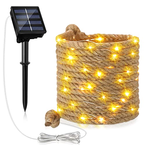 Honoson Solar Lichterkette Seil, 660cm IP65 Sisalstern Beleuchtet Lampe,...