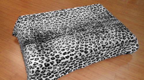 SOLARON Leopard Print Grey and Black Mink Blanket (Queen)