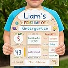 My First Day of School Sign 12"x10", First and Last Day of School Board with Marker, Reusable Back to Class Wooden Chalkboard for Preschool, Pre-K, and Kindergarten, Easy to Write & Clean Board