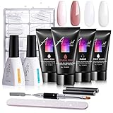 AZUREBEAUTY Poly Nail Gel Kit 30ml, Gel Poly Nail Extension Kit Nail Builder Gel Enhancement Extension Gel Trial Kit for Starter All-in-One Kit