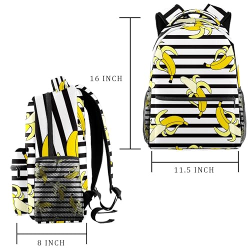Sac à dos d'école ado fille garçon rayé noir et blanc multicolore