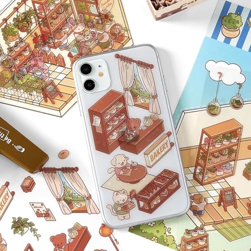 Image of HASTHIP 4 Pcs DIY 3D House Sticker Scene Set with Tweezer Room Decor