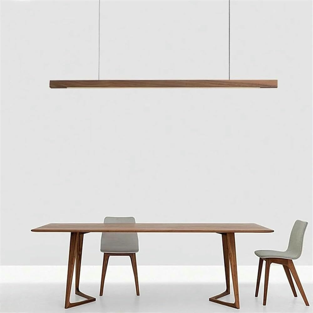 Lampada a Sospensione Moderna a LED dimmerabile, lampadario lineare in Legno per Ufficio, Altezza Regolabile (120 cm/47,2 Pollici)
