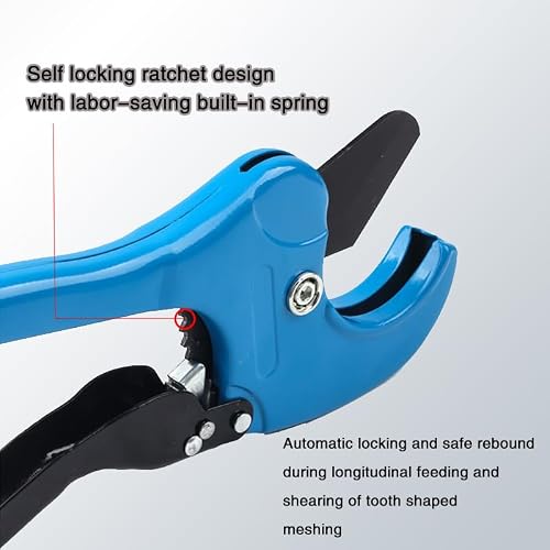 Succulent The Ratcheting PVC Pipe Cutter, Up to 2-1/2\", Ratchet Pipe Cutter Heavy-Duty, Pex Cutting Tool for Cutting PEX, PVC, PPR Plastic Hoses and Plumbing Pipe,Comes with deburring tool and gloves