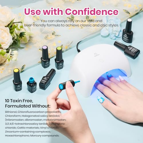 Image of Beetles Summer Gel Polish Set - Blooming Dye Colleciton, 25 Pastel Bright Colors with Blooming Gel Polish Set 4th of July Nails with Base Top Coat Trendy Colors Uv LED Lamp Salon DIY at Home