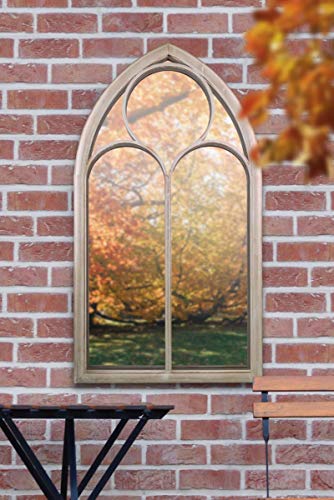 MirrorOutlet Rustic Home & Garden Outdoor Wall Mirror Chapel Window Design 5ft x 2ft8 150cm x 81cm, GMA020