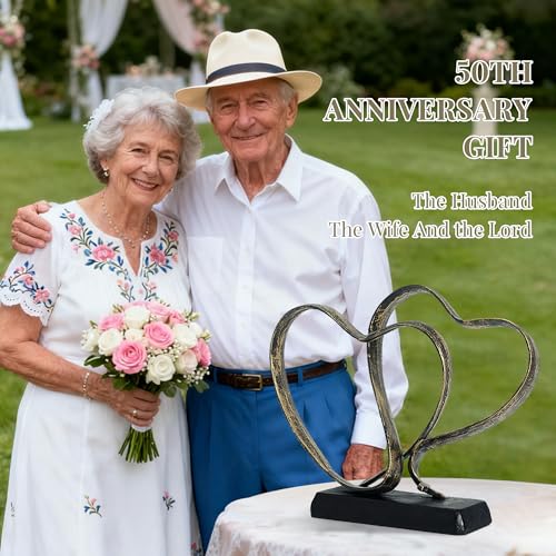 Wedding for Couple, Two Hearts and Cross Iron Sculpture, Heart Sculpture Gift for Her and Him, 1st 10th 25th to 50th or 60th Anniversary, Includes Present Box and Poem Card - Image 6