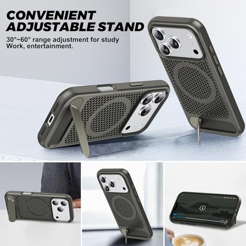 Coque iPhone 17 Pro Max antichoc grise avec support MagSafe intégré - 3