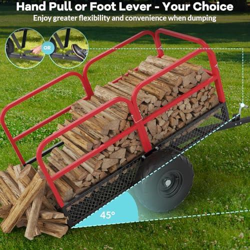 TrailBlaze Carretilla Utility Dump Trailer de acero para ATV con capacidad de 1700 lbs, remolque con lados removibles y llantas de 16" rojo y negro miniatura 3