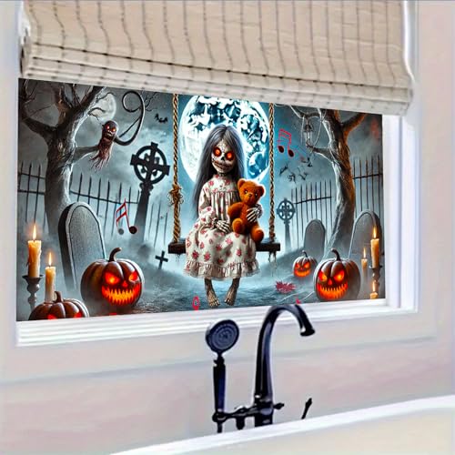 Film de privacidad para ventana con diseño Halloween 39.3x17.7 pulg miniatura 6