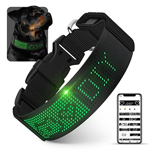 Tenlox Light Up Dog Collars, LED Scrolling Display Dog Collar, USB
