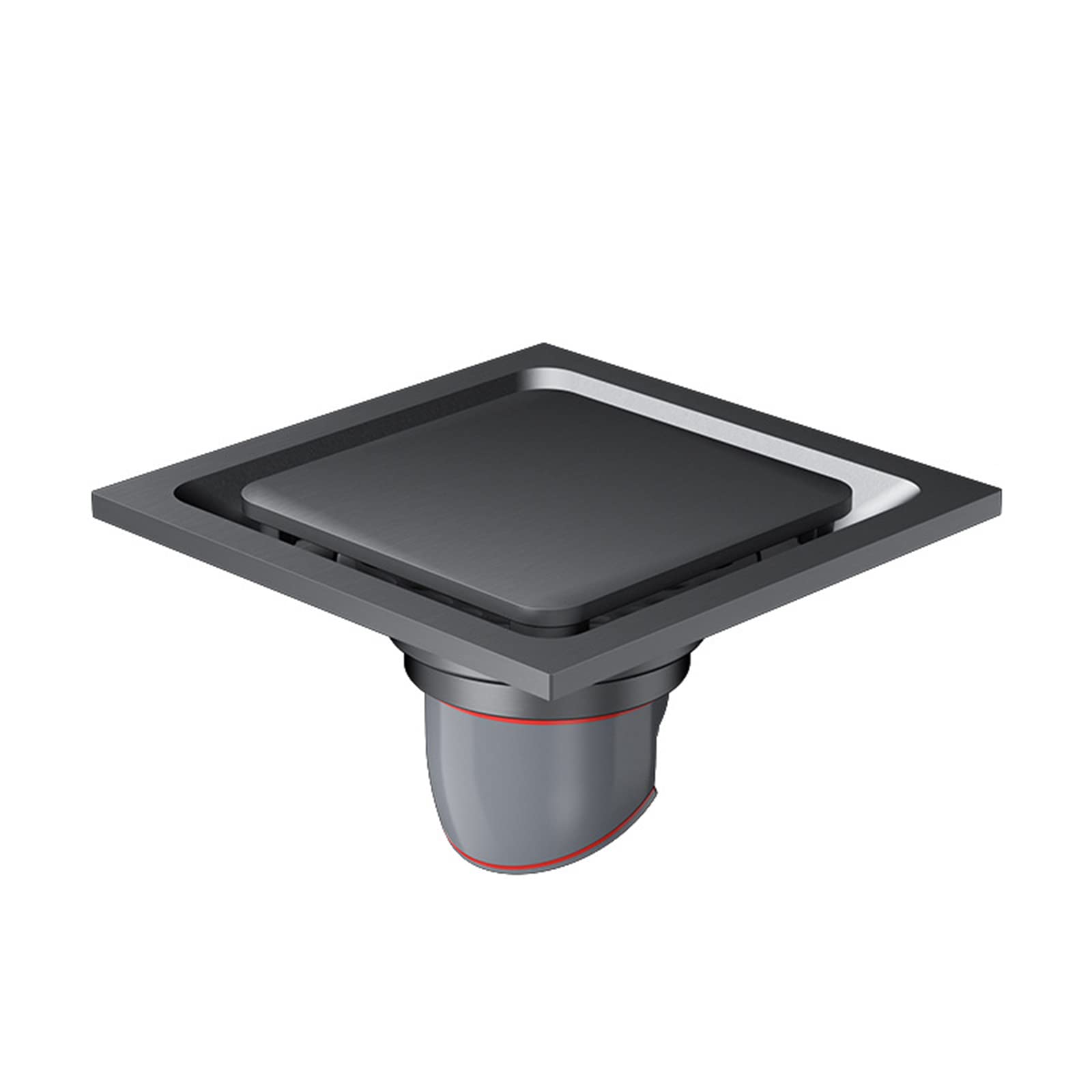 Canaletta Per Doccia Quadrato 10CM, Scarico A Pavimento Invisibile in Ottone, Nucleo Di Sospensione Magnetico, Drenaggio Rapido, Filtro Per Capelli, Facile Da Smontare Adatto Per Cucina, Bagno,Grigio