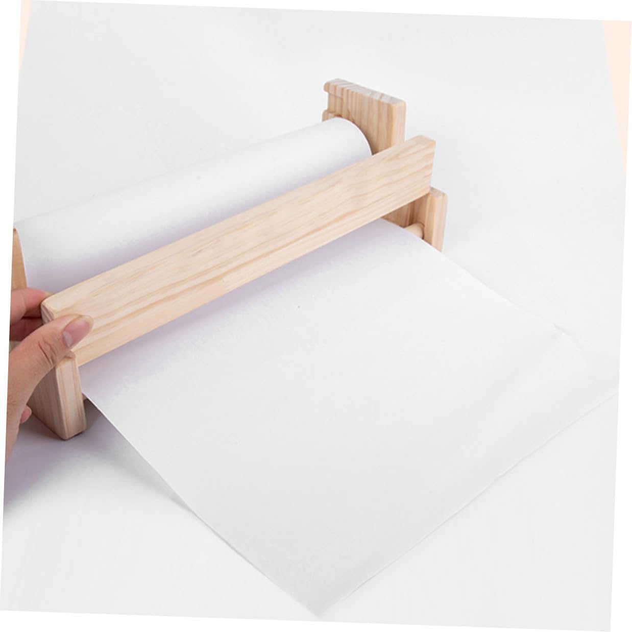 SOPOTUTU Wooden Roll Paper Holder Easel for Drawing and Painting Sturdy Lightweight Desktop Art Stand with Smooth Surface for Sketching Crafting and Creative Activities