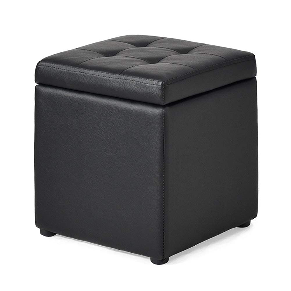 Pouf coffre de rangement gain de place en similicuir pour salon