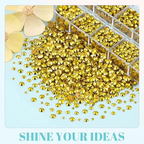 Image of 6100Pcs Resin Rhinestones for Crafting with 2Pcs 10ml B7000 Jewelry Glue, 1 Box Flatback Crystals Diamond (Bright Gold) for Bedazzling Crafts DIY Nail Art，Non Hotfix Gems for Clothing Shoes Tumblers
